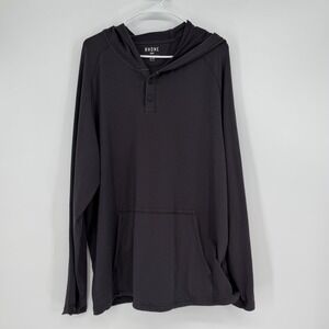 RHONE Mens Long Sleeve Hooded Henley Pocket Pullover Shirt XL Grey Athleisure